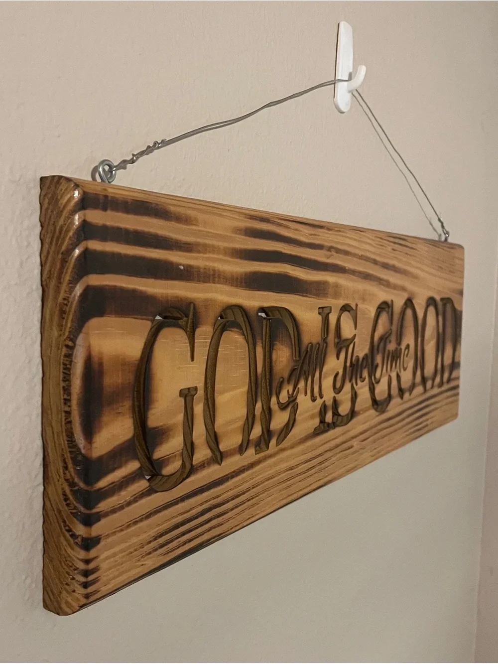 Wooden 'God Is Good All The Time' Cutout Wall Sign - Brown